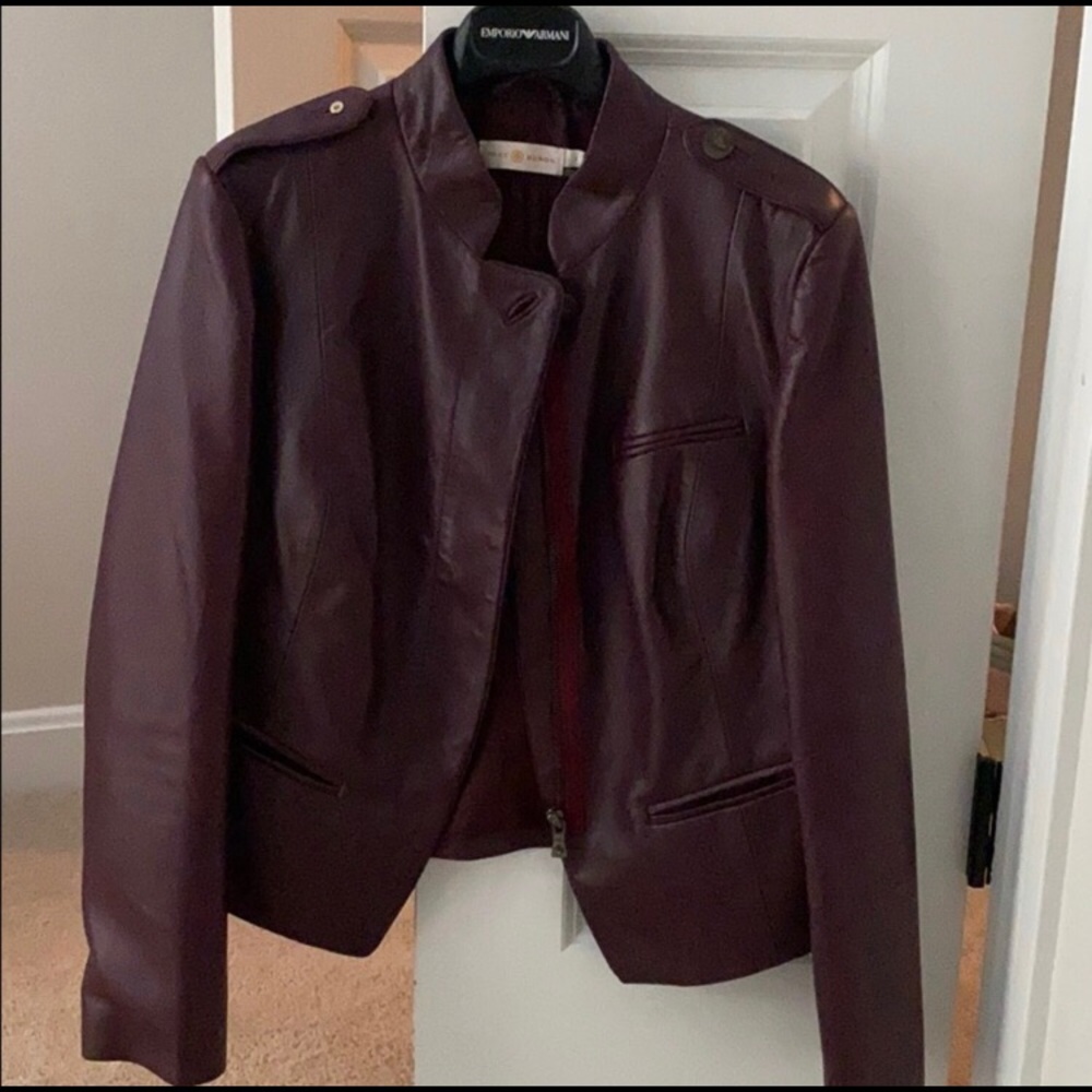 Bodacious Tory Burch Burgundy Leather Jacket